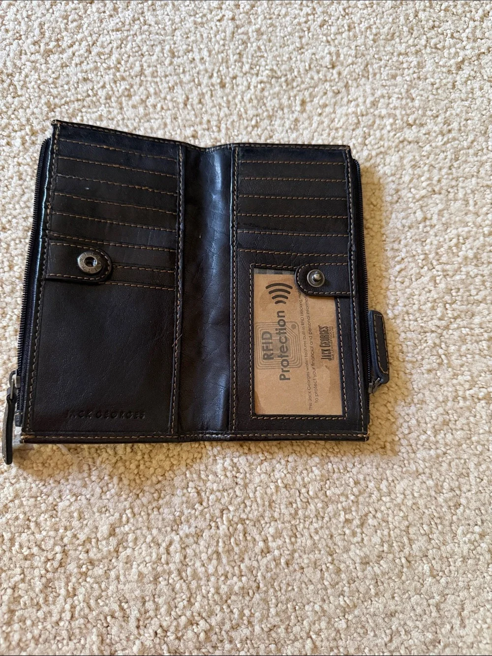 Classic Black Leather Zip Wallet - Women's Accessory